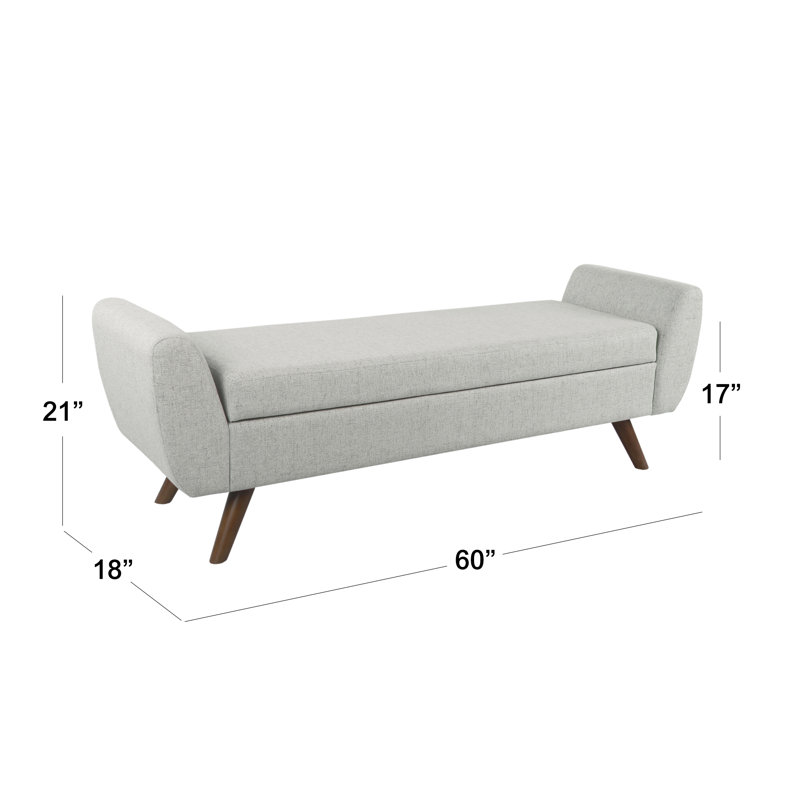 Amsi Upholstered Storage Bench, Gray Woven