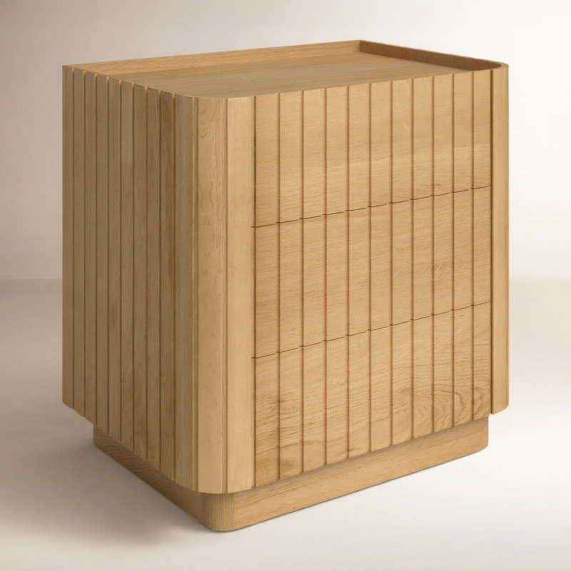 Commode en bois massif 3 tiroirs Daley, Naturel