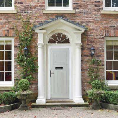 Crystal GRP Front door Eaton Solid Green 890mm x 2090mm Open in Left hand None Glass