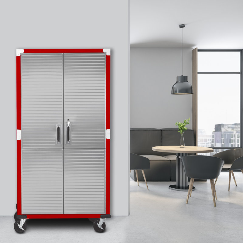 Seville Classics UltraHD Storage Cabinet, 36" W x 18" D x 72" H, Red