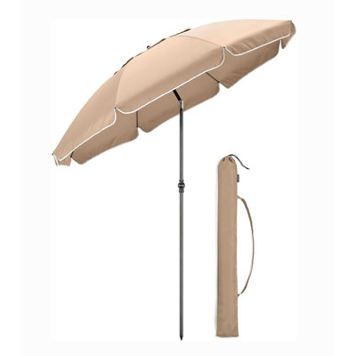 2m Beach Umbrella Portable Tilting Parasol Sun Shade with UV Protection and Bag