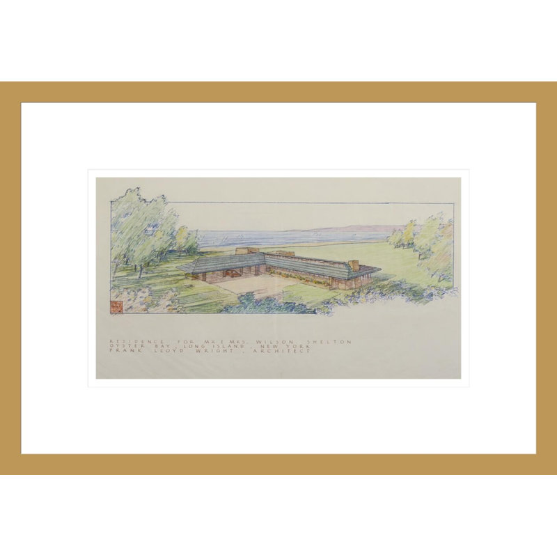 Dessin en couleur de la maison Wilson Shelton par Frank Lloyd Wright (non bâti) par Frank Lloyd Wright - reproduction giclée encadrée