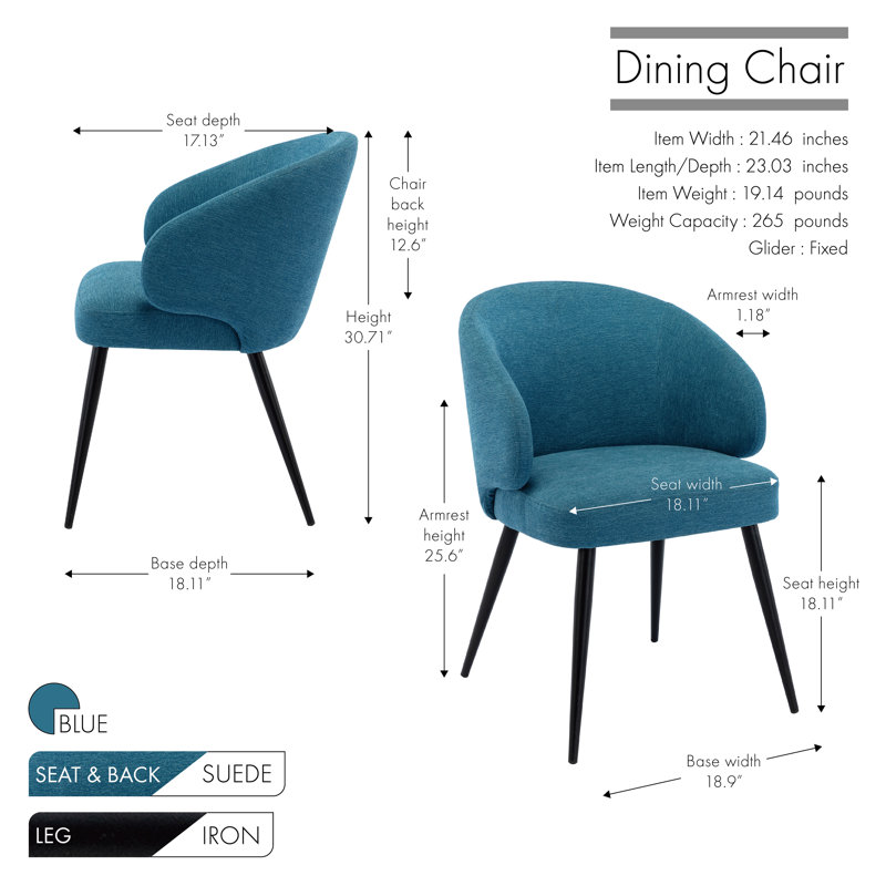 Cloey 46cm H Upholstered Upholstered Back Armchair, Blue