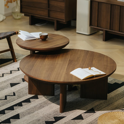 Ensemble de table ronde en noyer noir