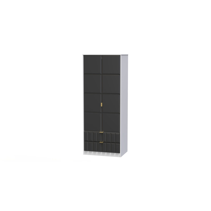 Fully Assembled 3 Door Wardrobe, 197cm H x 74cm W x 53cm D, Graphite/White
