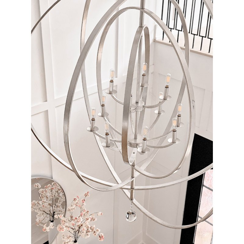 Salas 9 - Light Dimmable Globe Chandelier, Antique Silver