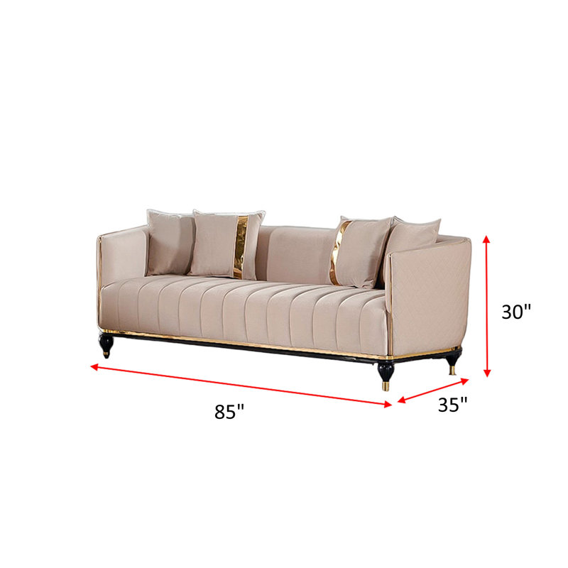 Janushan 4 - Piece Velvet Living Room Set, Cream Velvet