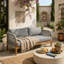 Lit de jour d'extérieur en corde d'acacia-bois, canapé de patio intérieur-extérieur avec coussin de siège épais et 2 coussins, gris