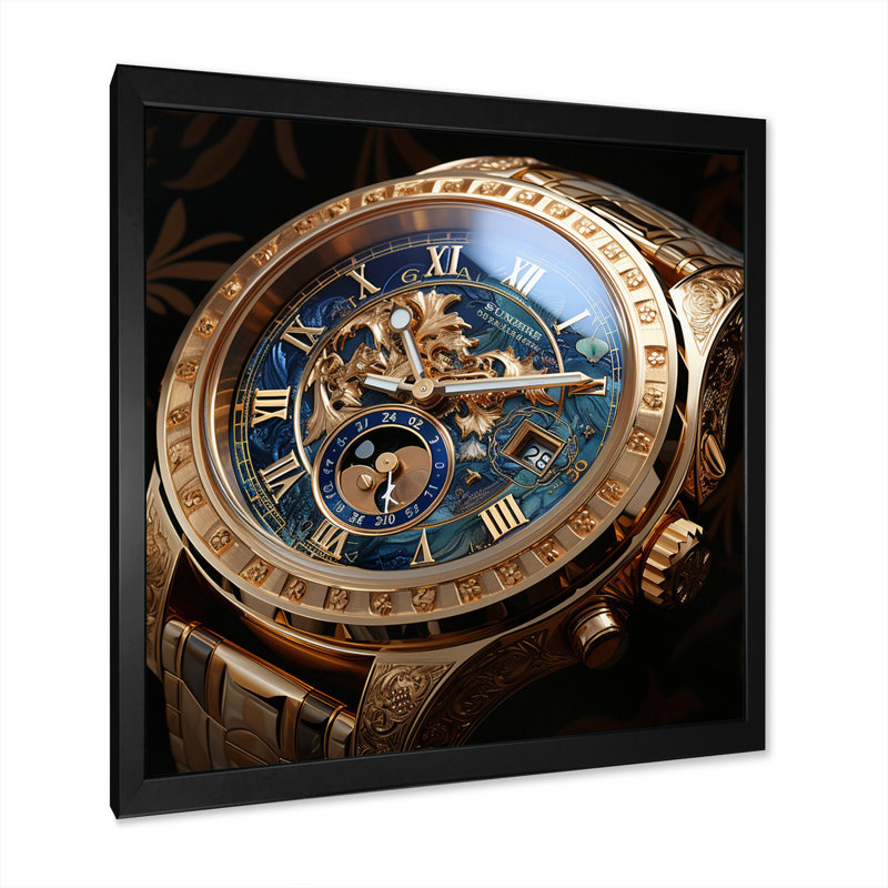 Luxury Luxury Golden Precision - reproduction sur toile, Cadre simple noir, H 16 po x l 16 po x P 1 po