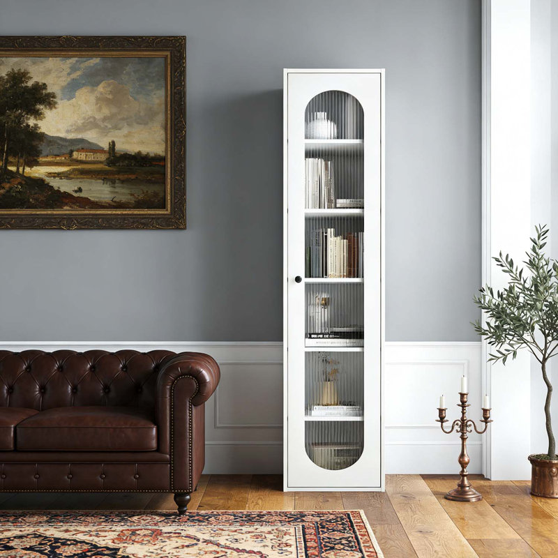 Armoire haute avec 6 tablettes et 1 porte vitrée