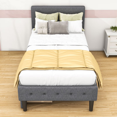 Omolola Twin Size Linen Upholstered Platform Bed with 2 Drawers -  Winston Porter, 94BA7B5F477245E4A2479496A226BDF8