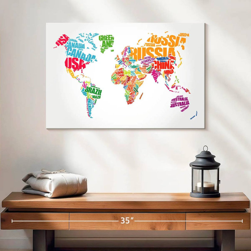 Aliaz Countries World Map, 16" H x 24" W