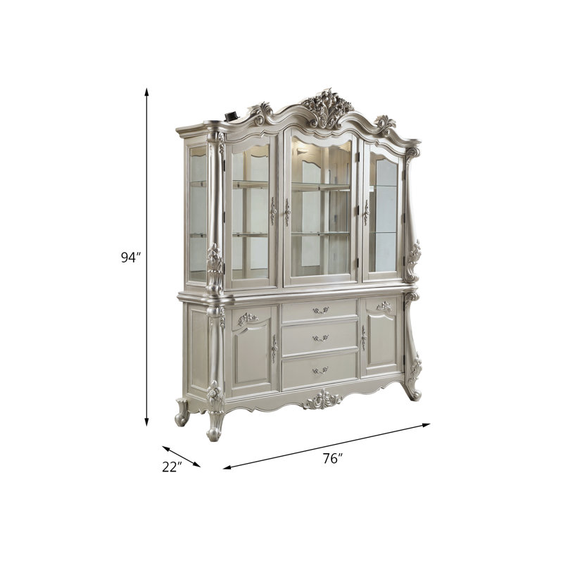 Bently Transitional Rectangular Hutch and Buffet with Touch Light in Champagne