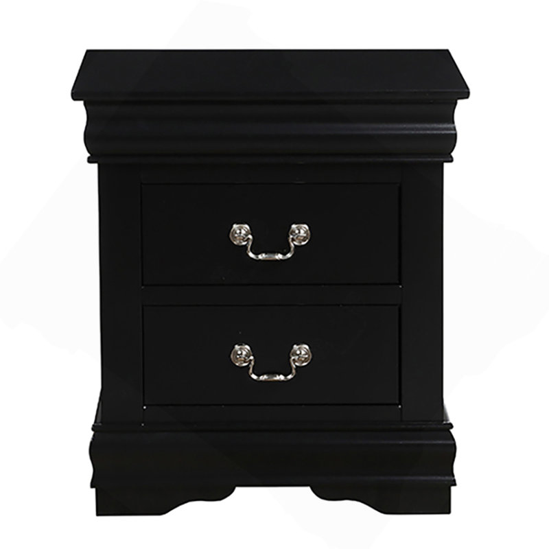 Table de chevet noire à 2 tiroirs