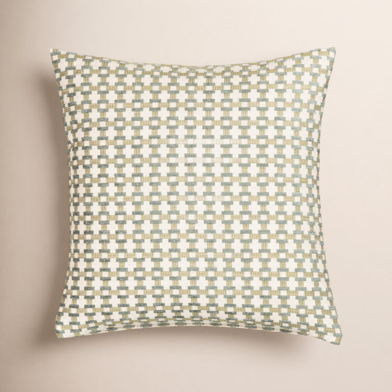 Coussin Birch Lane Stride, Vert géométrique, Plumes, Carré 20 po