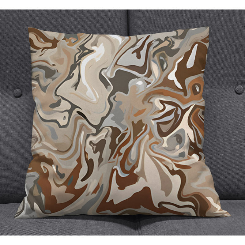 Throw Pillow With Insert, Brown/Orange Abstract 6, 20"H x 20"W