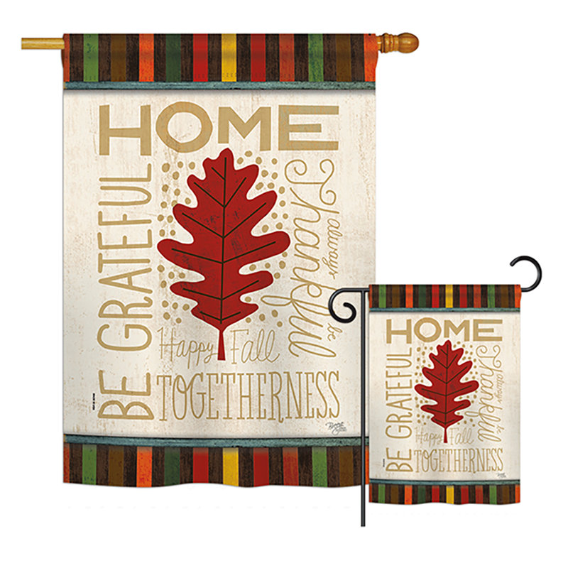 Ensemble de 2 drapeaux en polyester 2 côtés "home be-automne"