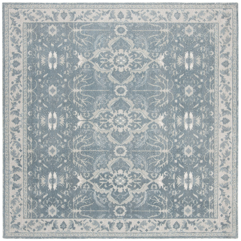 Karley Hand-Tufted Blue Area Rug, Square 6'