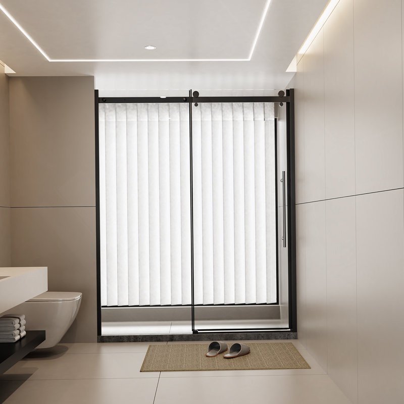 Durable Glass Shower Door With Stainless Steel Handle And Support Bar,Sliding Design For Walk-In Showers