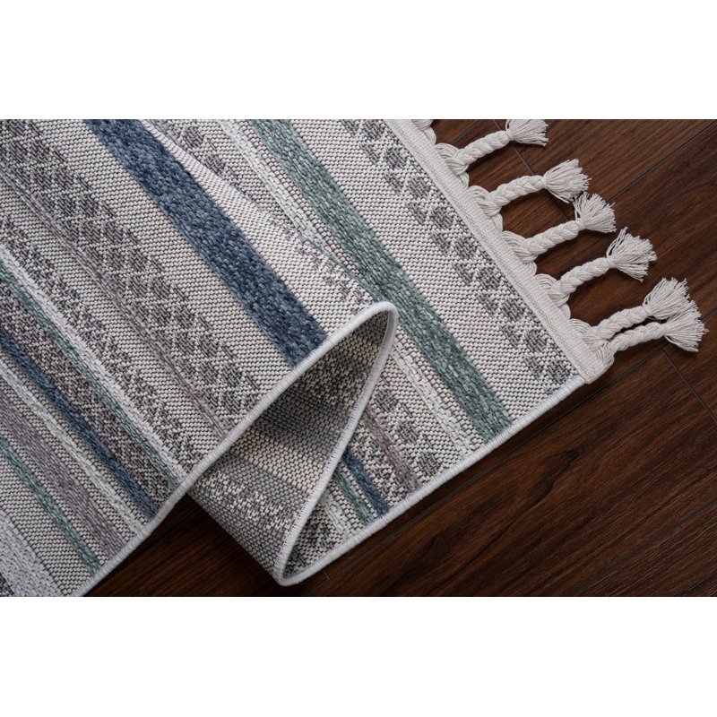 Soft Blue Hall Carpet, 2.6 x 4.9 Feet | 52% Polyester, 40% Cotton, 8% Chenille | Machine Woven, 1500 g/m² | Antibacterial, Washable (30°C), 0.3 in Pile Height | Easy to Clean with Vacuum & Spot Remover, Durable Design