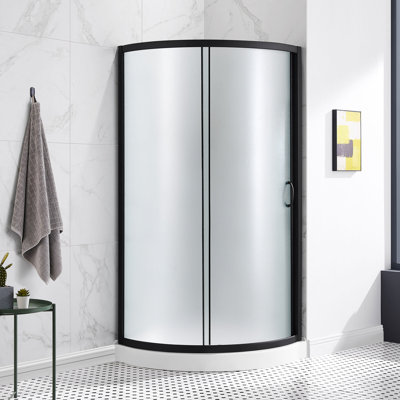 Ensemble de douche rond 35 po avec base givrée OVE Decors Breeze