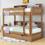 Lit superposé en bois avec lit gigogne simple, tablettes et garde-corps-1150661130-1150661133