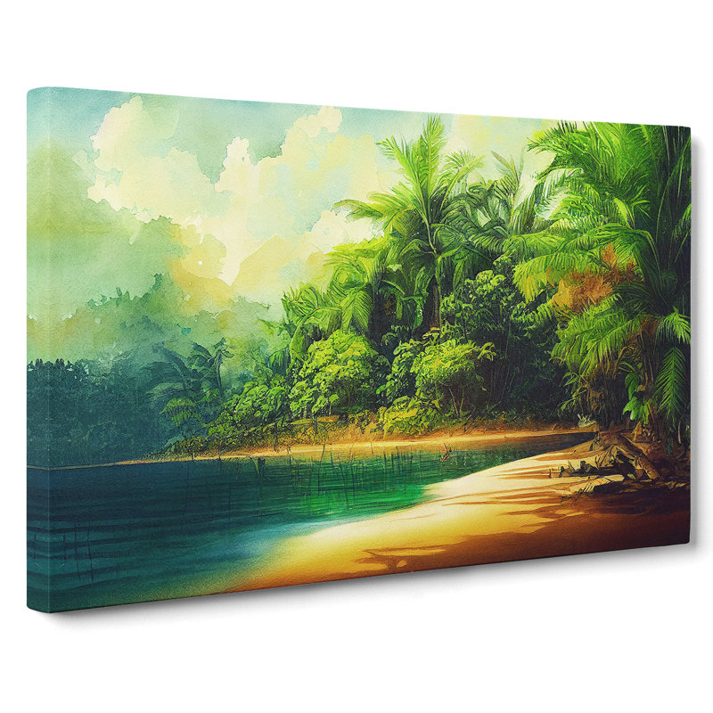 Tropical Forest Beach - Wrapped Canvas Print, 35cm H x 50cm W x 3cm D