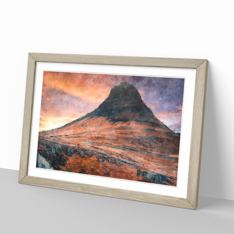 Kirkjufell Mountain in Iceland - Framed Print, 27cm H x 36cm W x 2cm D, Oak Framed