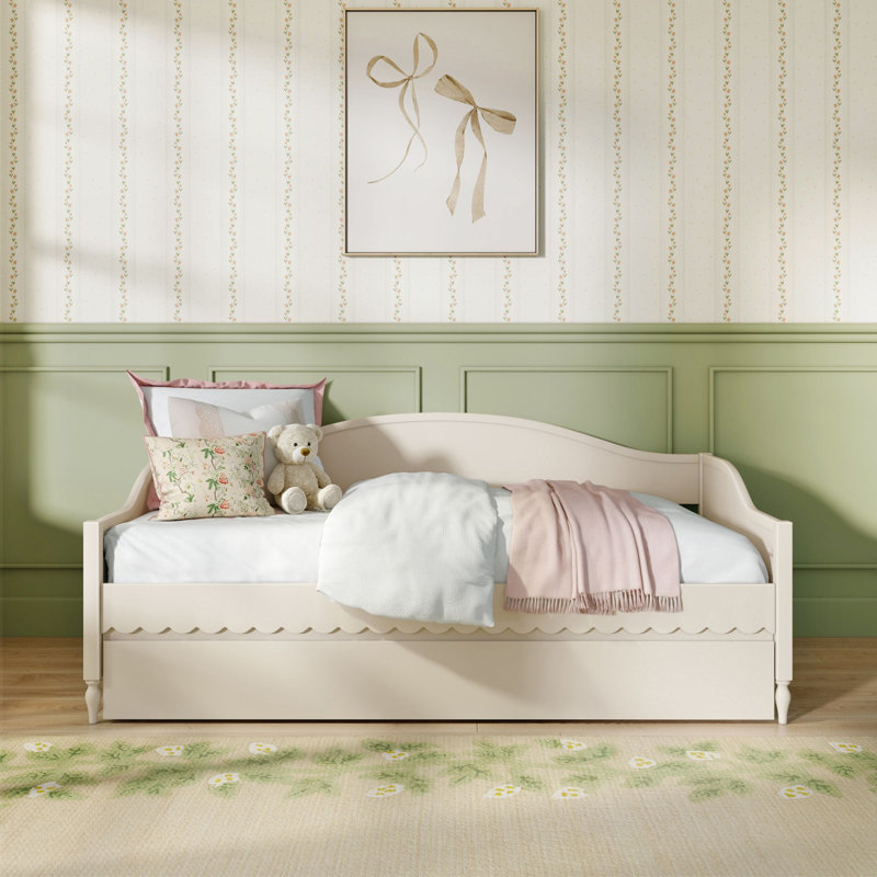 Charlotte Twin Day Bed with Trundle, Linen White, Linen White
