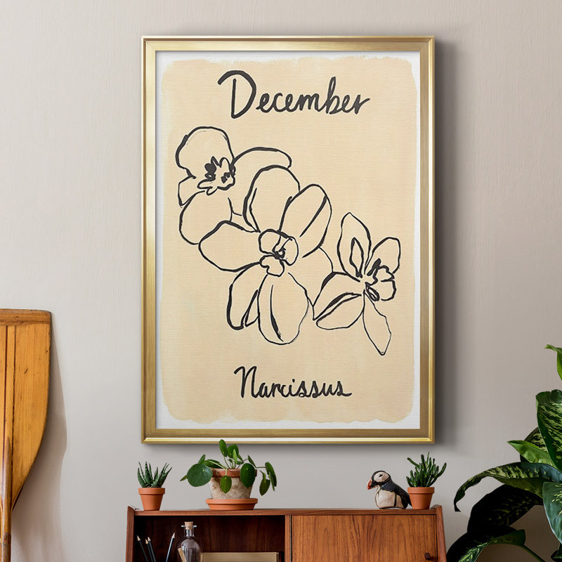 «Naissance mois douzième», impression sur papier, Encadrement doré, H 42,5 po x l 30,5 po x P 1 po