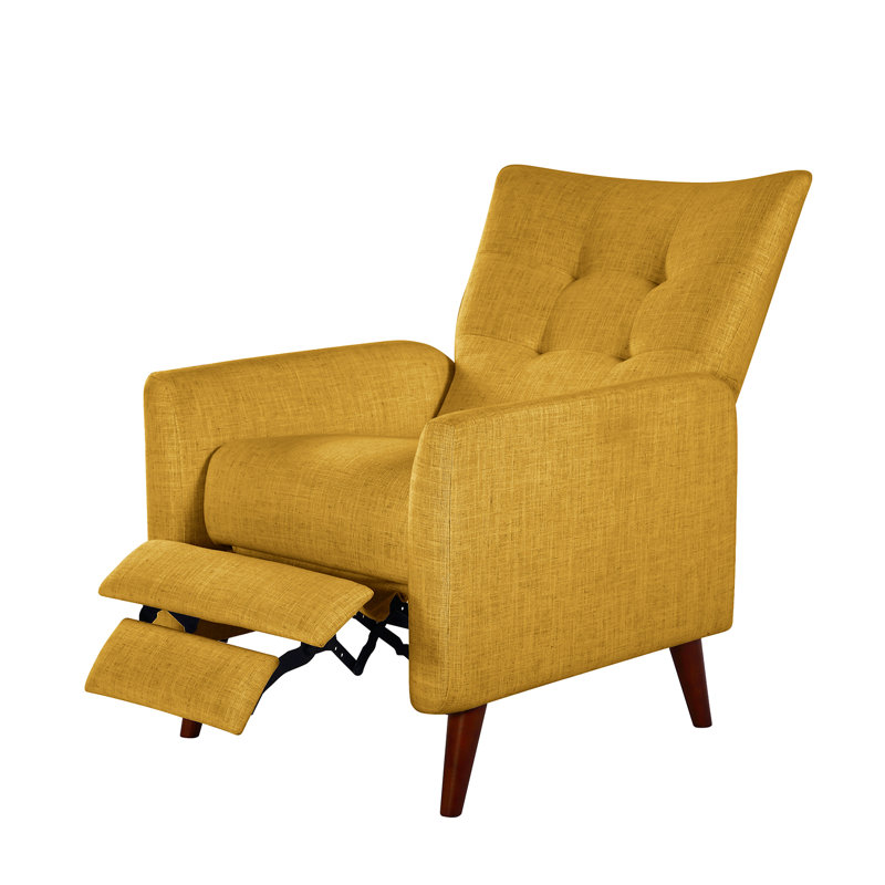 Fauteuil inclinable Amaurie Tacho avec dossier capitonné, Polyester moutarde