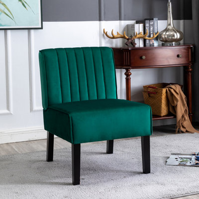 Ensemble de 2 chaises d'appoint Mid-Century Modernes, revêtement en velours élégant, pieds en bois massif, idéal pour le salon ou la chambre à coucher, vert