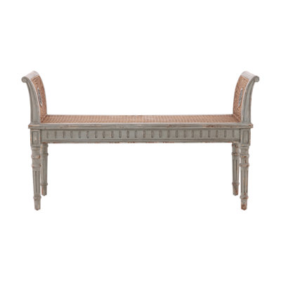 Furniture Classics Castlewood Greige Mahogany Cane Bench