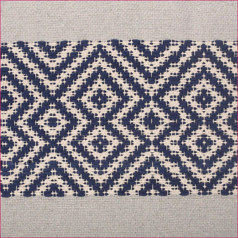 Repose-pieds rectangulaire bleu ciel et ivoire 42 po x 24 po x 19 po pour le salon / la chambre à coucher | Blanc + bleu | Tissu