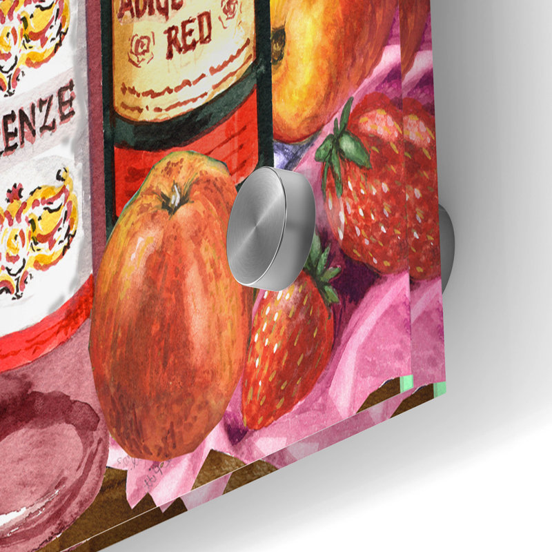  «Toscane avec vin et fruits» par Gale Pitt, art mural en verre acrylique, 36 po x 24 po