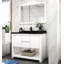 Meuble-lavabo moderne en chêne minimaliste avec comptoir en pierre pour salle de bain-129415709