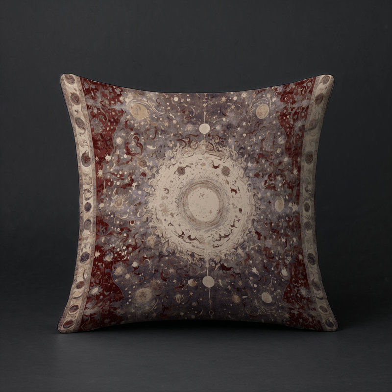 Coussin décoratif intérieur / extérieur gris Modern Modern, Carré 20 po, Bourgogne / gris abstrait