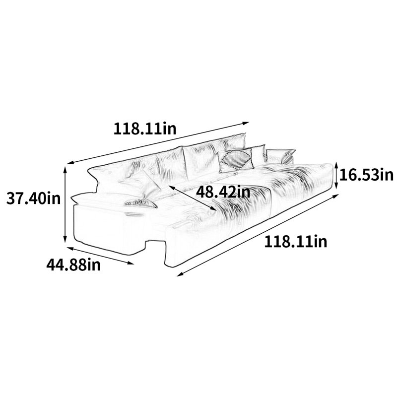 Canapé électrique haut de gamme haut de gamme, H 37,4 po x l 118,11 po x P 44,88 po