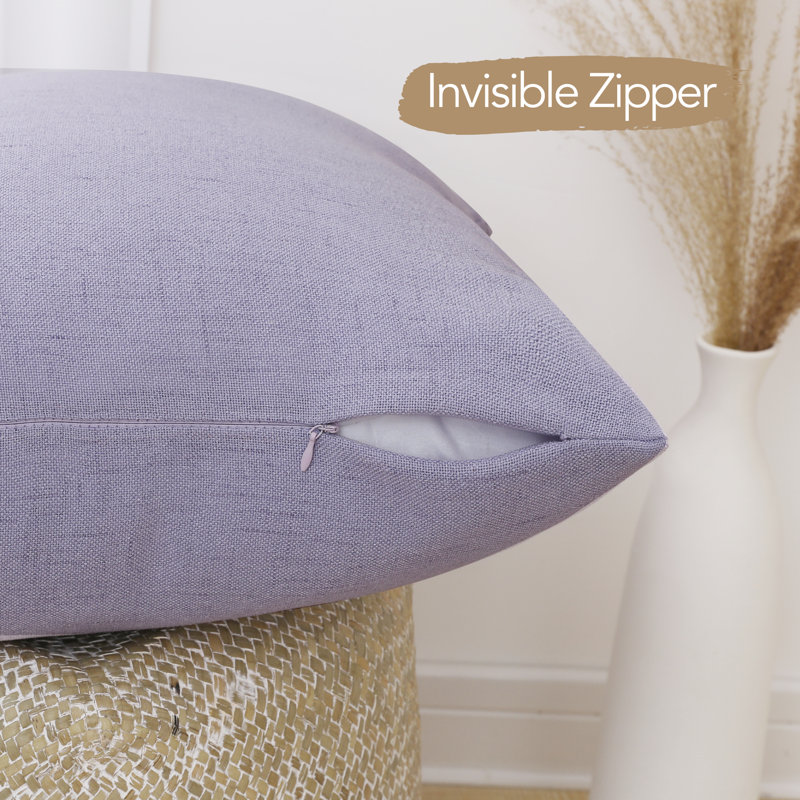 Pastel Purple Faux Linen 16" x 16" Euro Pillow Covers Set of 4