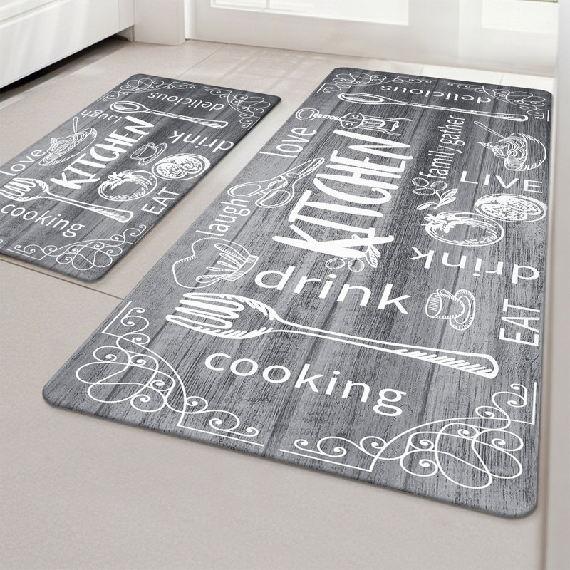 Tapis et tapis de cuisine anti-fatigue (ensemble de 2), Gris, Tapis de couloir 18 po x 30 po + 18 po x 48 po