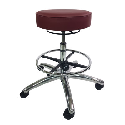 Adjustable Height Ergonomic Lab Stool with Footrest and Removable Casters/Wheels