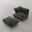 Upholstered Armchair with Footstool-1127813420