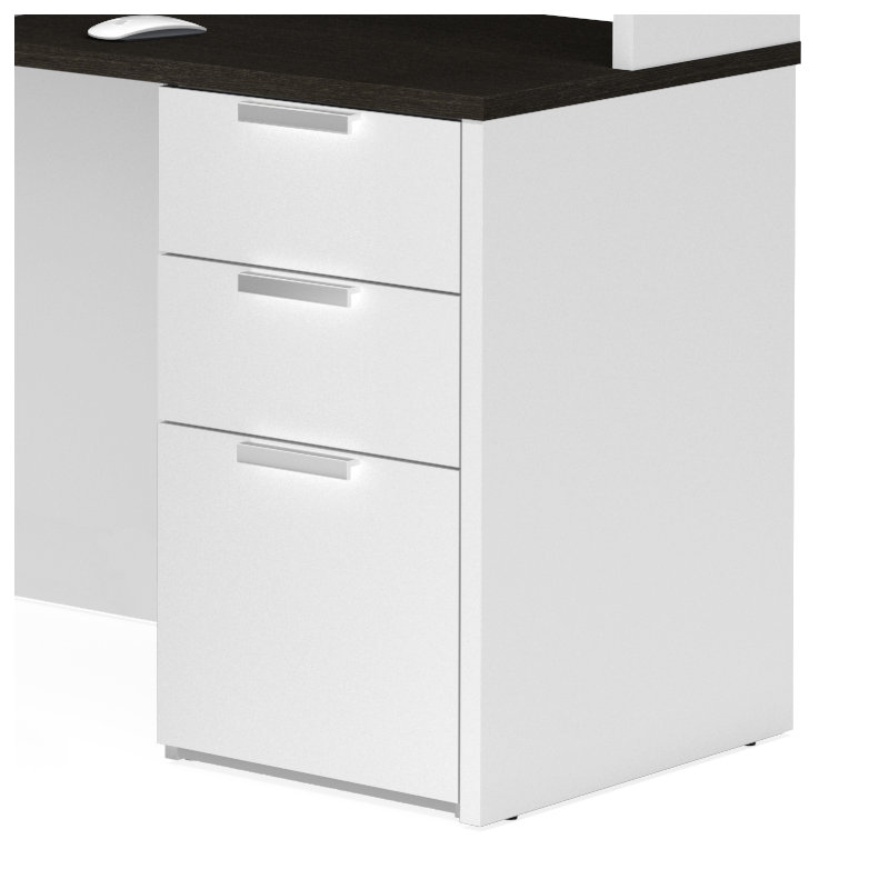 Bureau de direction en U avec huche réversible Glidden, Blanc