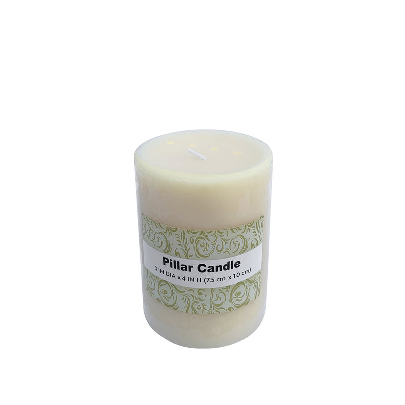 Bougie cylindrique sans parfum, Ivoire, H 4 po x l 3 po x P 3 po, 24
