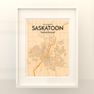 Saskatoon City Map, impression rétro