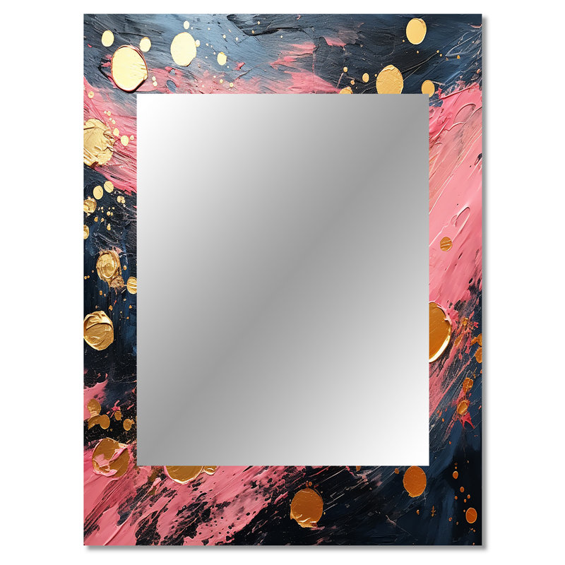 Windhaven, "Réjouissez-vous en amour", peinture abstraite rose et or - peinture murale abstraite, miroir décoratif doré, impression sur métal