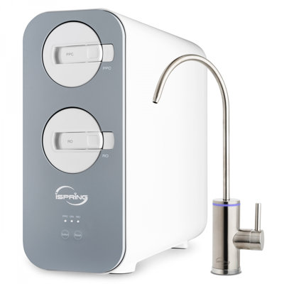 Système de filtration d'eau par osmose inverse iSpring RO800G RO sans réservoir, débit rapide de 800 GPD, jusqu'à 2,5: 1 rapport pur / drain, gris