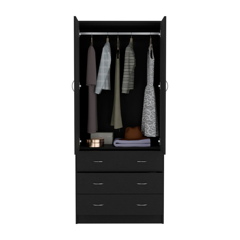 Armoire Ramey, chambre à coucher, noir, Noir
