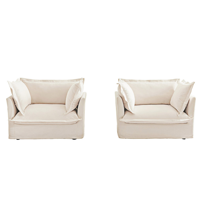 Ensemble de 2 chaises d'appoint Modern Armchairs, Chenille crème