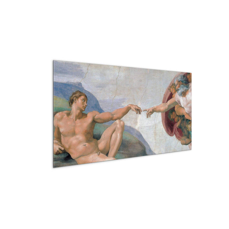 Homage to Michelangelo - Creation of Adam 50cm H x 100cm W High Quality Print on Frameless Panel, Lightweight, Ready to Hang